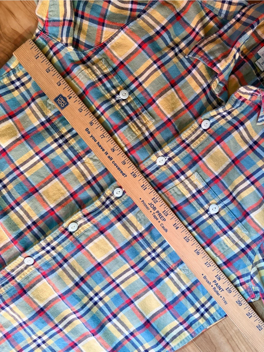 J. Crew Plaid Button-Down Shirt in Yellow, Teal & Red Small